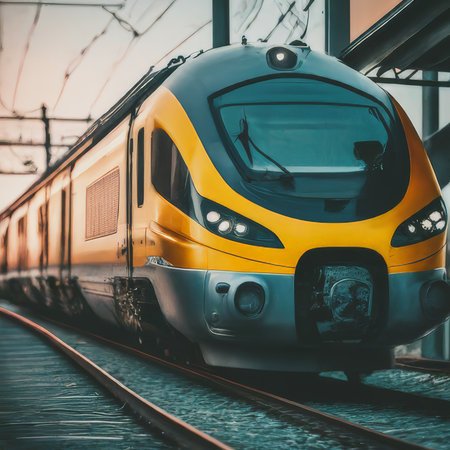 passenger locomotive in the stationの素材
