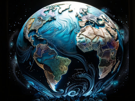 earth planet in a waterの素材