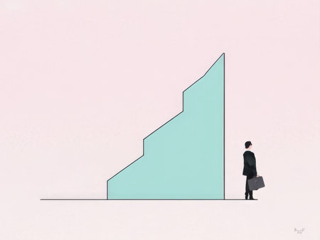 3d imageing, cartoon character walking up to a big white suitcase. business success, growth, progress, progress. growth conceptの素材