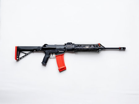 red handgun isolated on white backgroundの素材