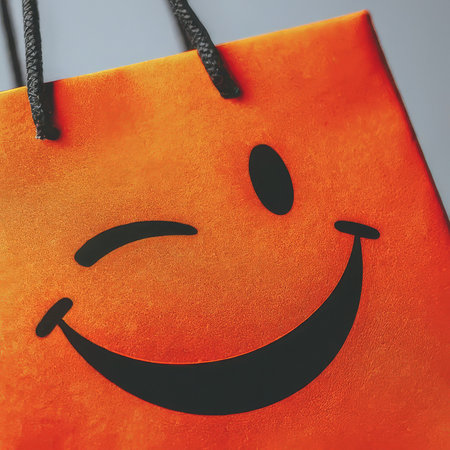 happy smile bag with a smiley faceの素材