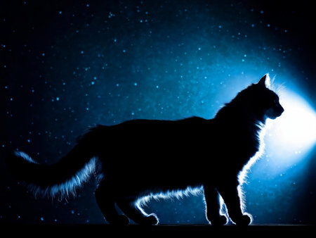 cat in the night sky with mooncat moonの素材