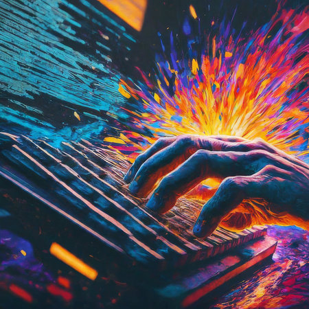 creative graphic illustration of a computer keyboardの素材