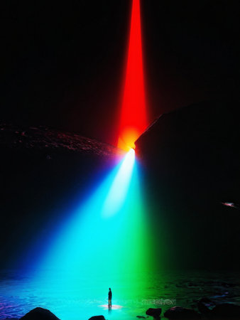 silhouette of a man in the night skyの素材