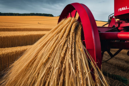 combine harvester on a fieldの素材
