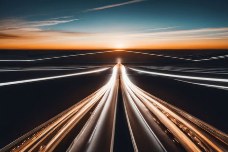 sunset over the roadの素材