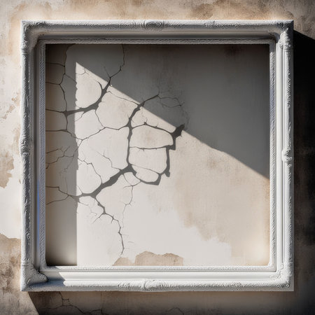 concrete wall with broken windowの素材