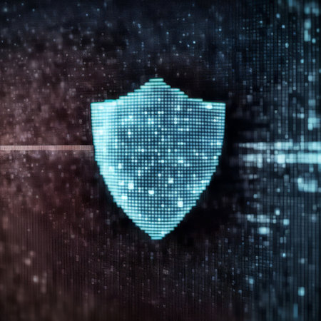 cyber security concept. digital protection shield and data protection. 3d illustrationの素材