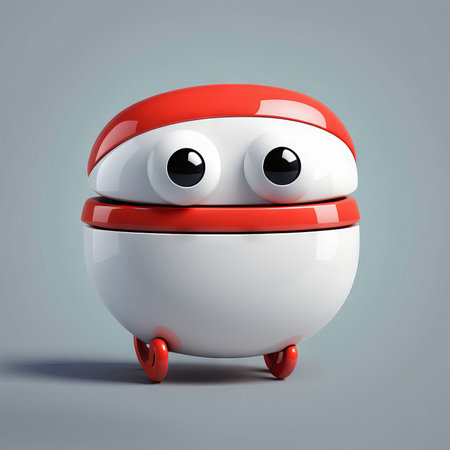 3d illustration, cute cartoon white robotの素材