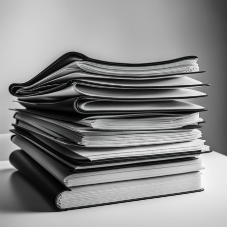 stack of books on black background.の素材