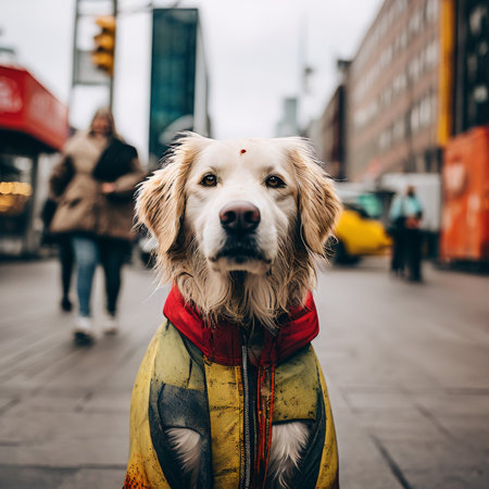 a vertical shot of cute indian dog with red collarの素材