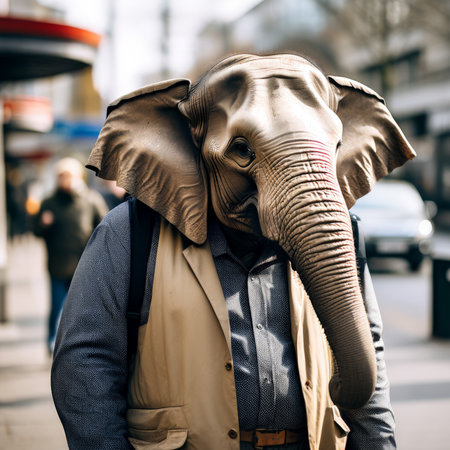 portrait of a handsome man wearing elephantの素材