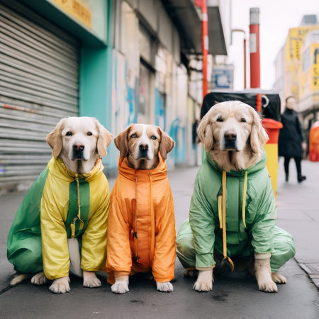 cute dogs in the street hotの素材