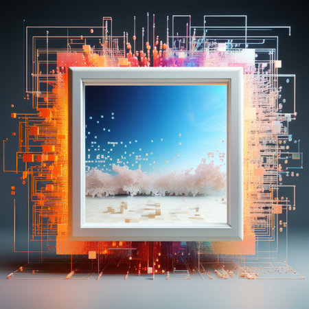 A serene landscape featuring a lush green field with blooming flowers and tall trees in the distance. The sky is painted with soft pastel hues of pink and purple as dusk approachesの素材