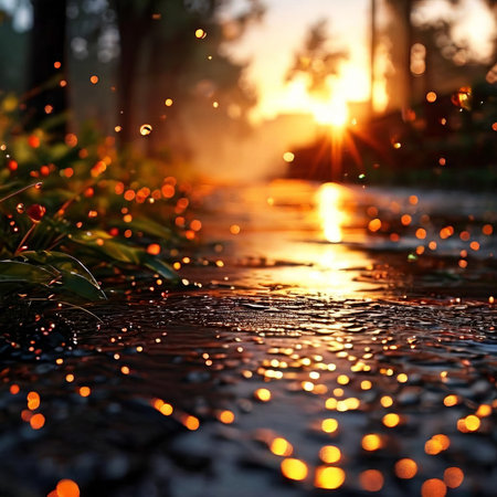 A serene landscape featuring a tranquil lake surrounded by lush greenery and towering mountains in the distance. The image features strong visual details, balanced composition, andの素材