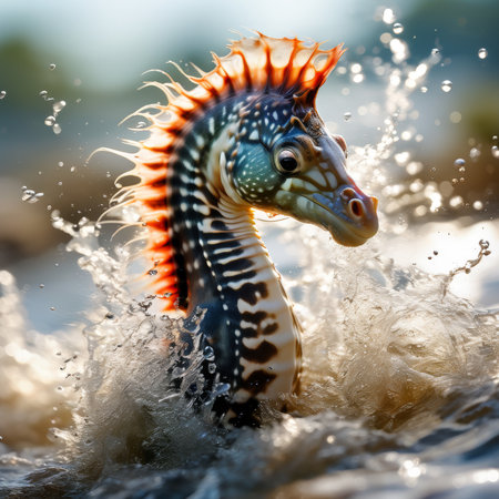 A serene landscape featuring a tranquil lake surrounded by lush greenery and towering mountains in the distance. The image features strong visual details, balanced composition, andの素材