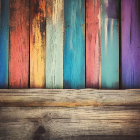 colorful wooden wall background. old textureの素材