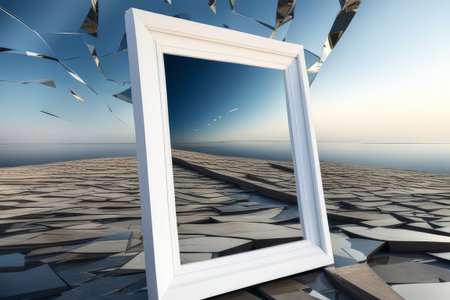 empty window with a glass of waterの素材