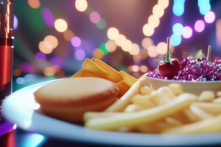 delicious french fries on tableの素材