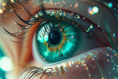 human face with eye, digital illustrationの素材