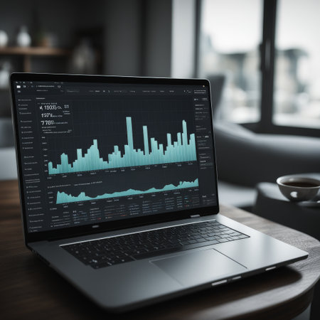 creative business analytics concept on laptop screen. 3d rendering.の素材