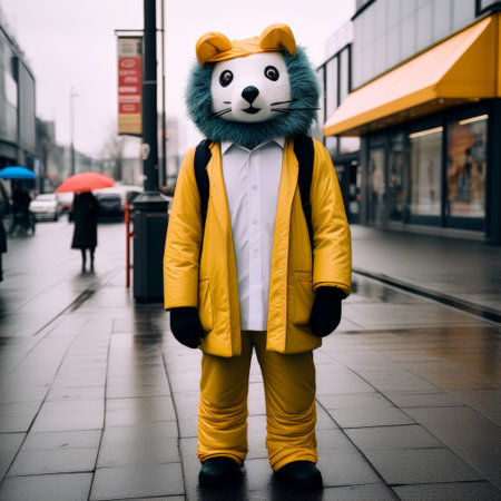 portrait of funny bear in the cityの素材