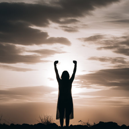 A serene landscape featuring a lush green field with blooming flowers and tall trees under the clear blue sky. The image features strong visual details, balanced composition, and aの素材