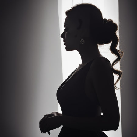 Portrait of a beautiful young bride in wedding dressの素材