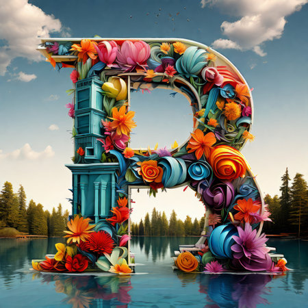 beautiful flower in the park with colorful flowers, 3d illustration rendering of frame a lot flowersの素材