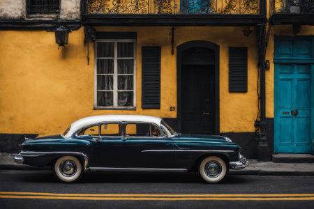 car in the city oldの素材