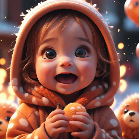 cute little girl with a teddy bearの素材