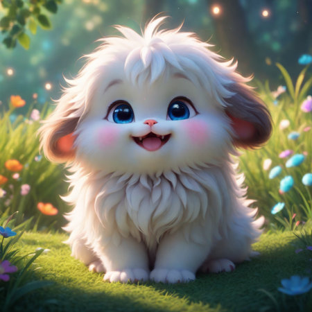 cute cartoon rabbit in a forest little the gardenの素材