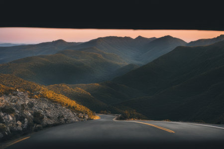 beautiful landscape with a mountain in the mountains roadの素材