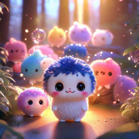 cute cartoon hedgehog, illustration of a white hedgehog.の素材