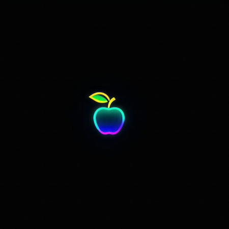 glowing neon symbol in the shape of an apple appleapple yellow vector iconの素材