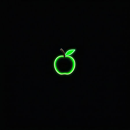 green apple on a black background. symbol. backgroundの素材