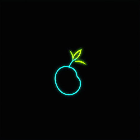 neon apple with glowing light effect on iconの素材