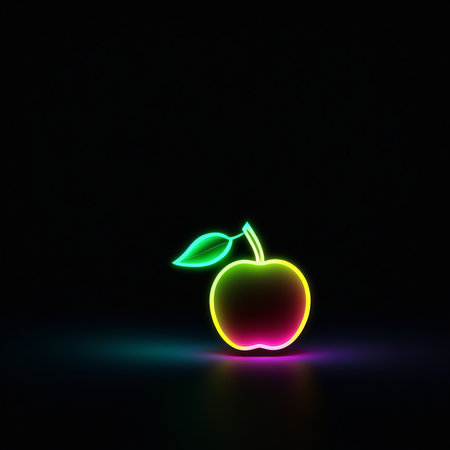 apple with neon glow. in glowの素材