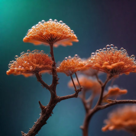 beautiful botanical shot, natural wallpaper flowers on a black backgroundの素材