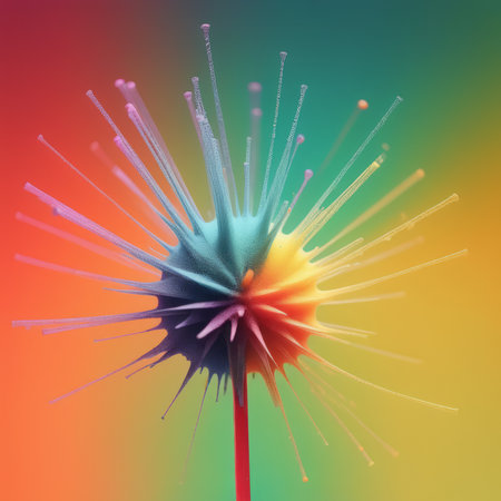 3d illustration of a rainbow colored flower render, abstract colorful rainbow, geometric background, wallpaper, pattern,の素材