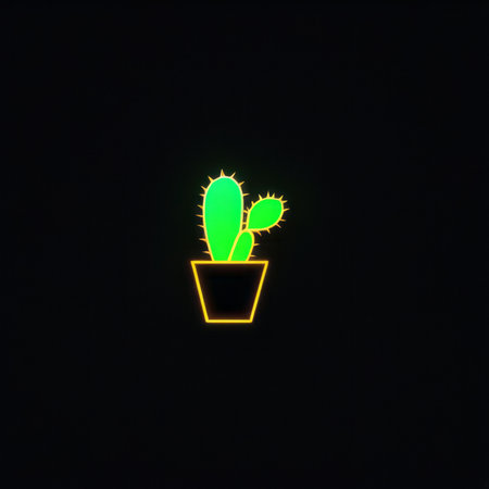 cactus neon icon. style. cactus. in light the shape of a plant.の素材