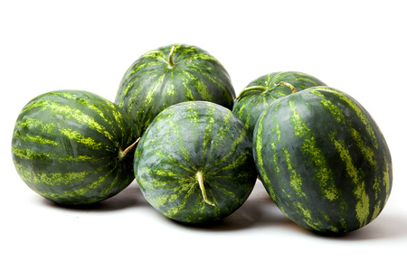 Watermelons. Group of sweet watermelon isolated on whiteの写真素材