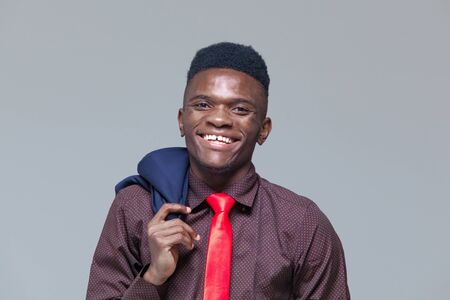 Smile, laugh. Young black man. Portrait successful smiling cheerful african american businessman...