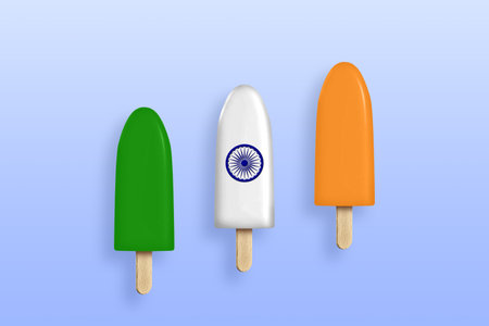 Creative concept of Indian tricolor flag created on icecream kulfi. Republic day of India....