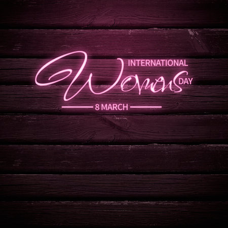International women's day text on wooden background. Greeting for 8 March Happy Womens Day & 25 November International Day for the Elimination of Violence against Women.の写真素材