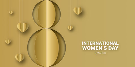 International women's day elegant golden illustration. Greeting for 8 March Happy Womens Day & International Day for the Elimination of Violence against Women.の写真素材