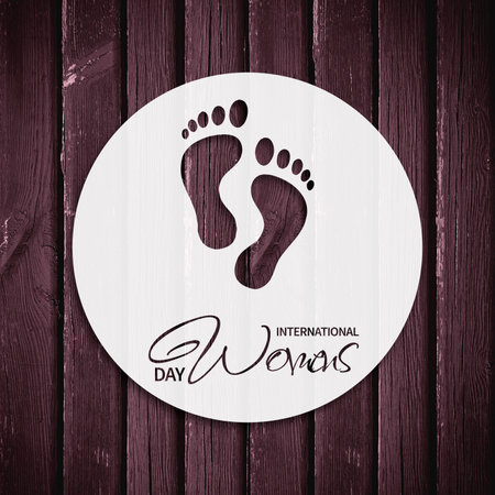 International women's day Illustration on wooden background. Greeting for 8 March Happy Womens Day & 25 November International Day for the Elimination of Violence against Women.の写真素材