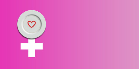 International women's day symbol on pink background. Greeting for 8 March Happy Womens Day & 25 November International Day for the Elimination of Violence against Women.の写真素材