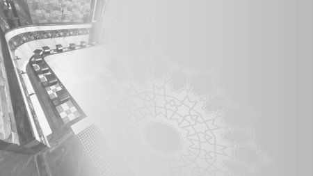 Ramadan Kareem black and white mosque background with mandala. Greeting for Ramadan Mubarak. Eid Mubarak. Happy Ramadan. Happy Eid Greeting Card Idea. Holy Month. Empty Space.の写真素材