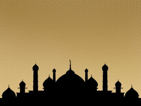 Silhouette mosque on a textured background, Ramadan Kareem background. Greeting for Ramadan Mubarak. Eid Mubarak. Happy Ramadan. Happy Eid Greeting Card Idea. Holy Month. Empty Space.の写真素材
